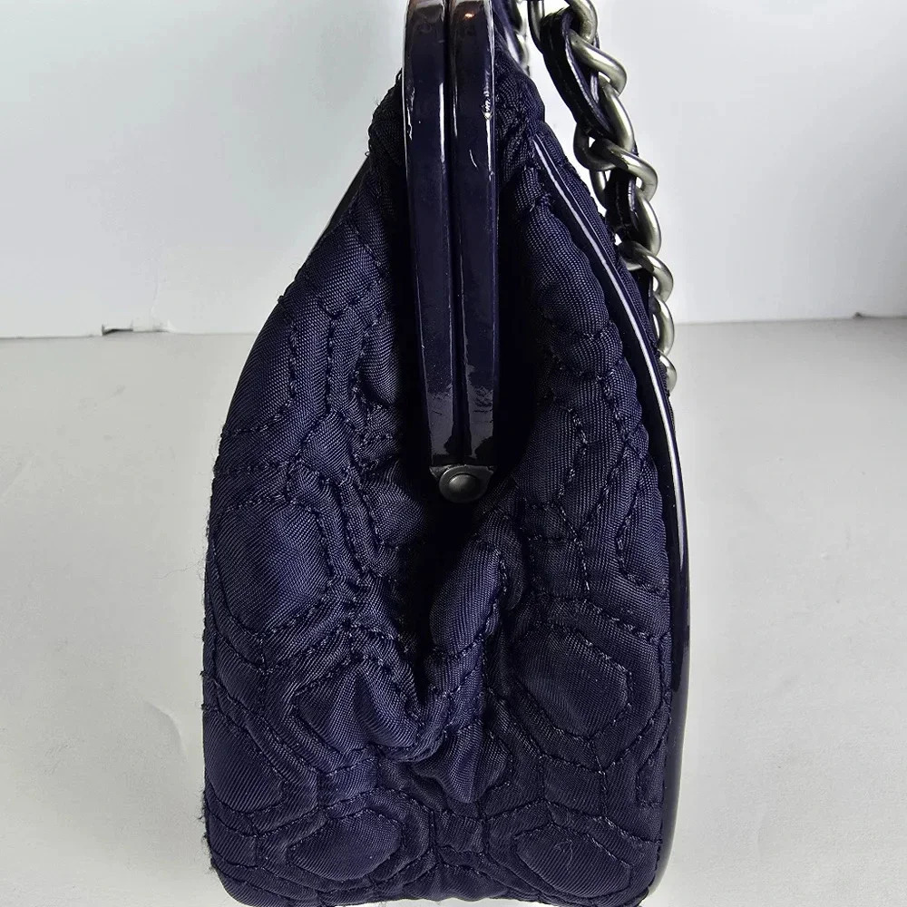 Vera Bradley Navy Blue Short Chain Handle Quilted Handbag - Picture 11 of 15